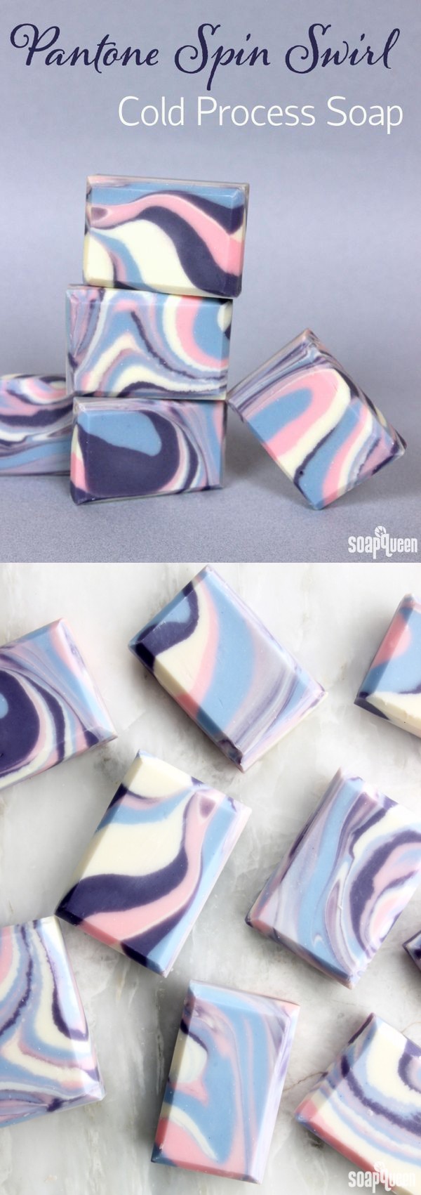 Pantone 2016 Spin Swirl Cold Process Soap (Two Ways!