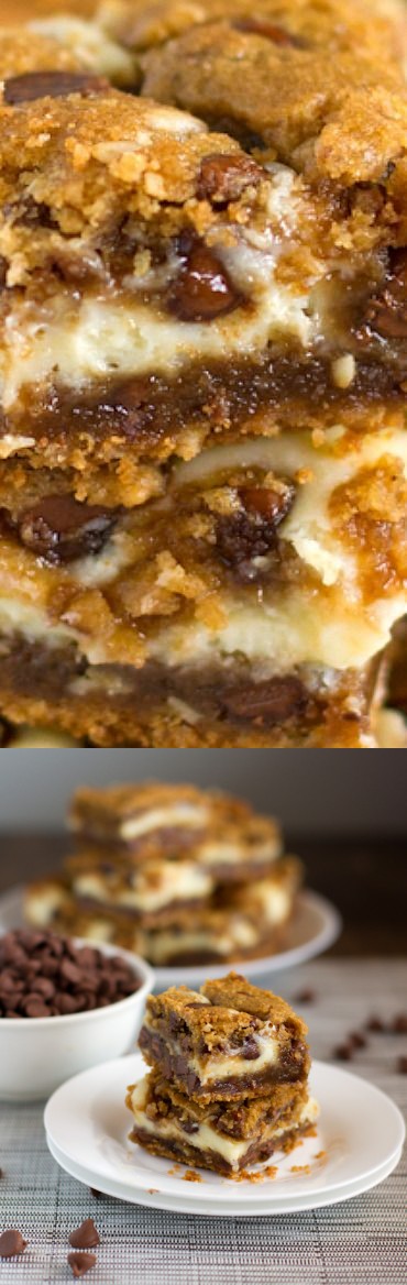 Peanut Butter Chocolate Chip Cookie Cheesecake Bars