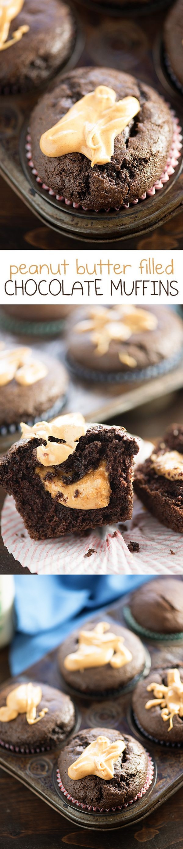 Peanut Butter Filled Chocolate Muffins