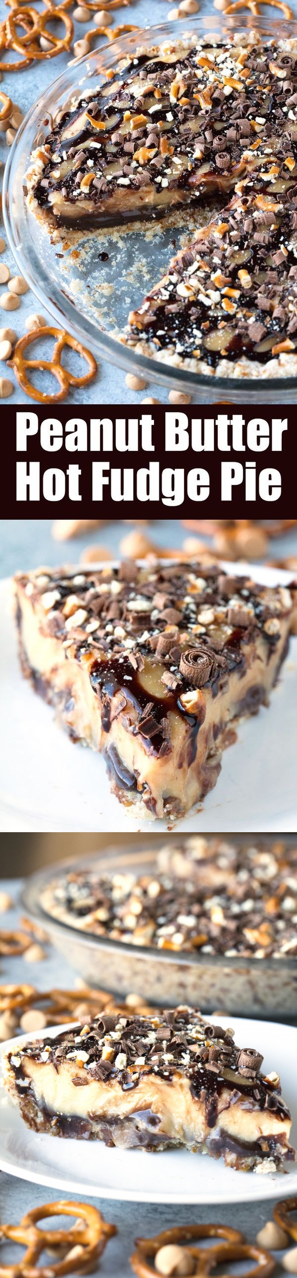 Peanut Butter Fudge Pie with Pretzel Crust