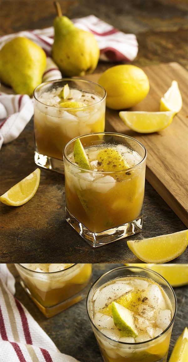 Pear Bourbon Smash Cocktail