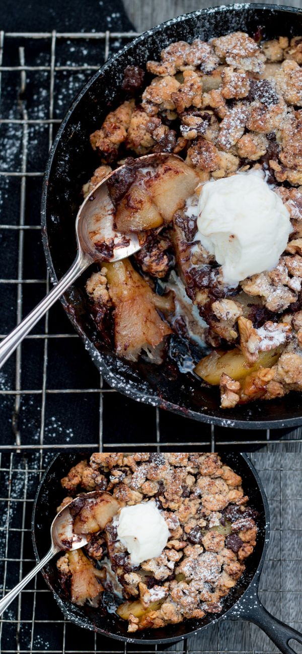 Pear, Chocolate and Walnut Crumble