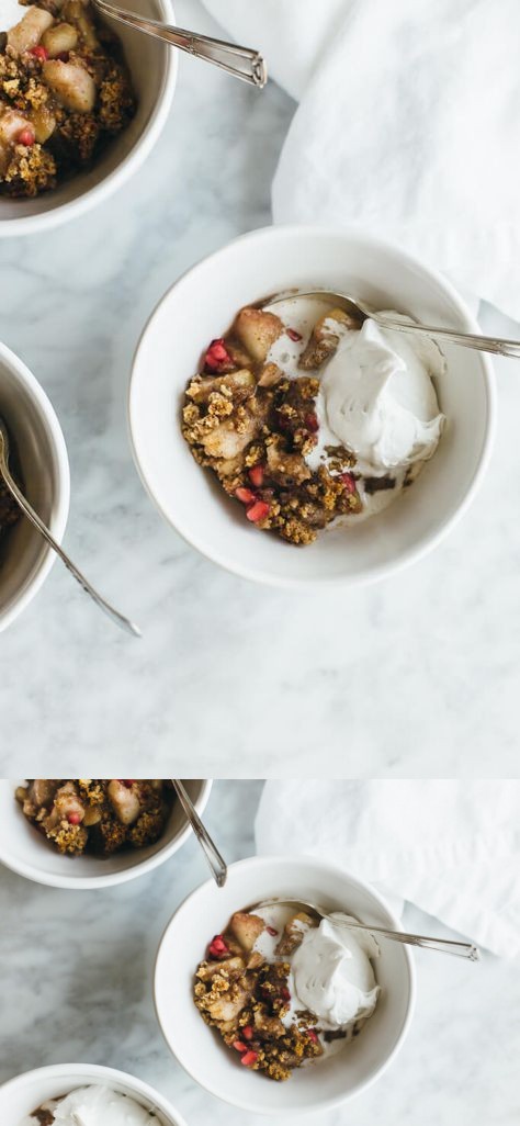 Pear, Pomegranate and Maple Crumble (gluten-free