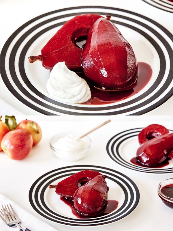 Pears Poached in Ruby Port With Spices