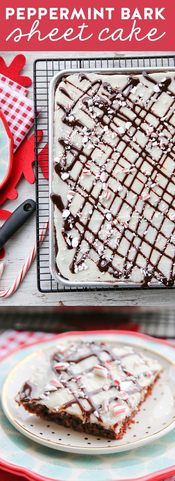 Peppermint Bark Sheet Cake