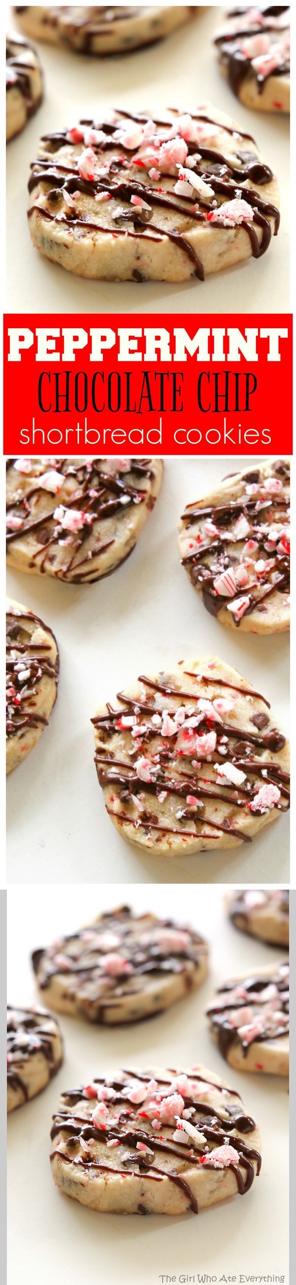 Peppermint Chocolate Chip Shortbread Cookies