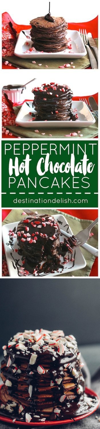 Peppermint Hot Chocolate Pancakes