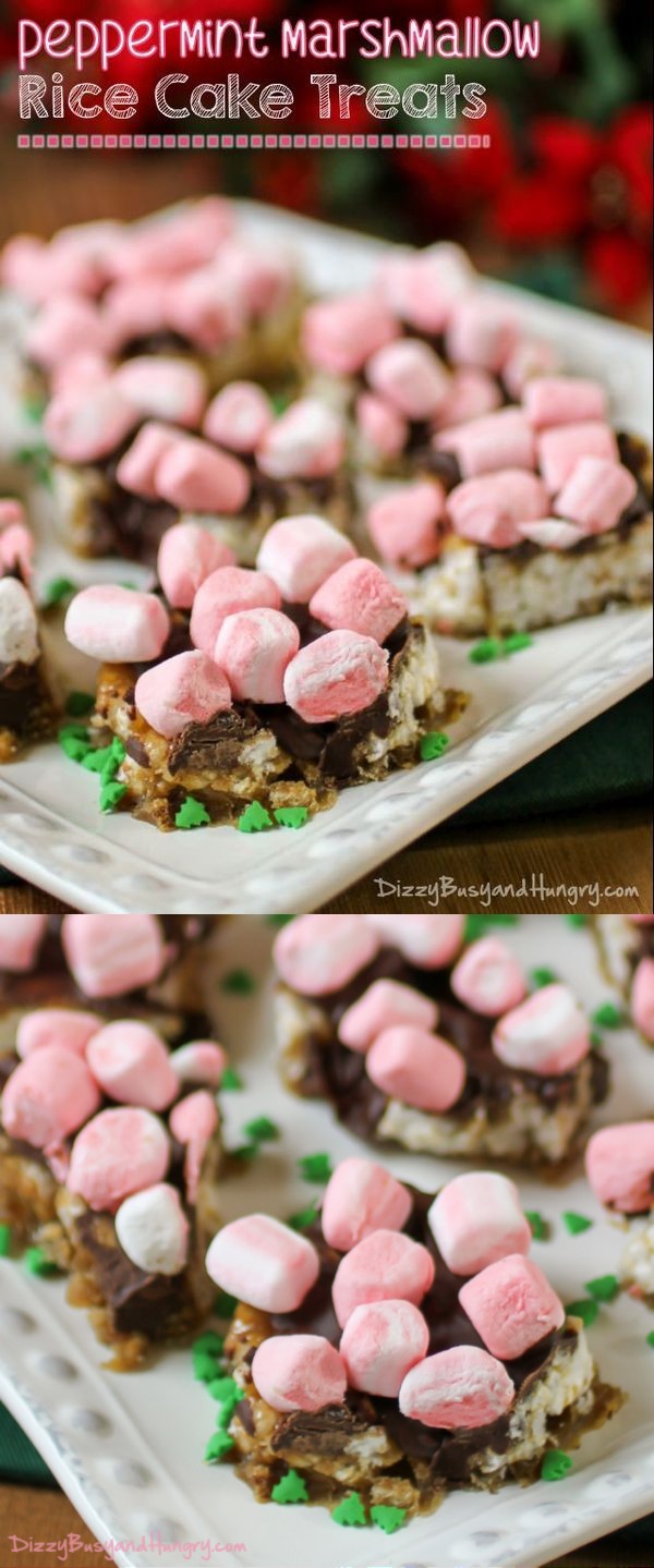 Peppermint Marshmallow Rice Cake Treats