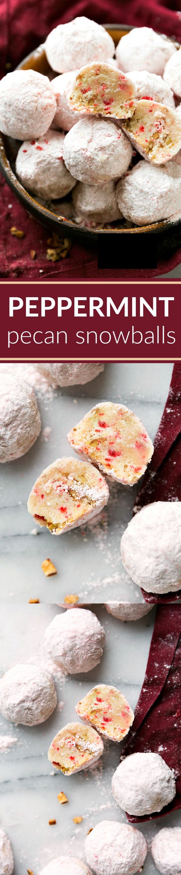 Peppermint Pecan Snowball Cookies