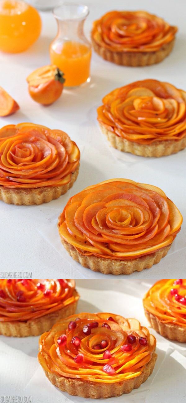 Persimmon Almond Rosette Tarts