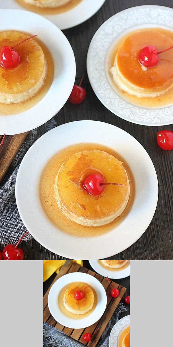 Pineapple Coconut Upside-down Cheesecake Flan