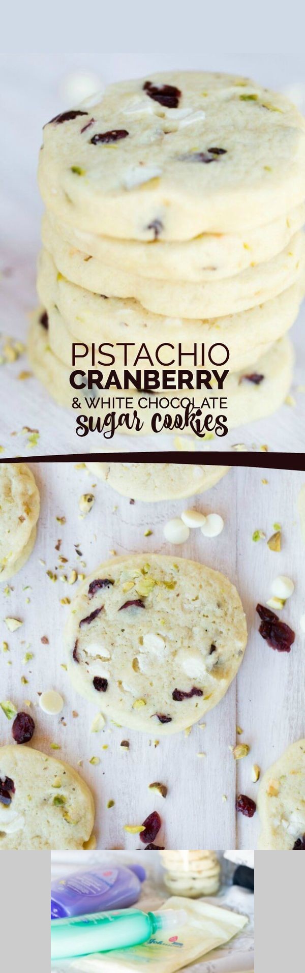 PISTACHIO, CRANBERRY and WHITE CHOCOLATE CHIP SUGAR COOKIES