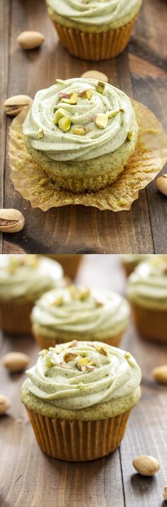 Pistachio Green Tea Cupcakes with Matcha Cream Cheese Frosting
