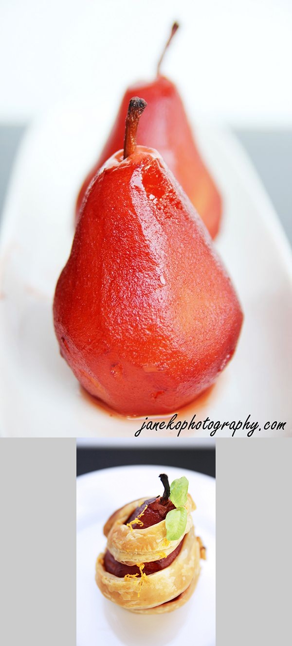 Poached Pears with Puff Pastry