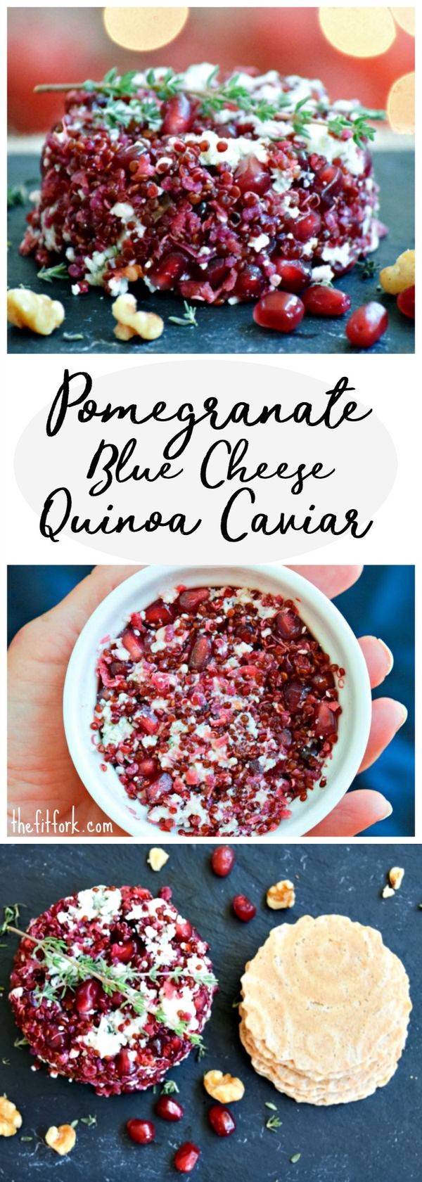 Pomegranate, Blue Cheese and Quinoa Caviar