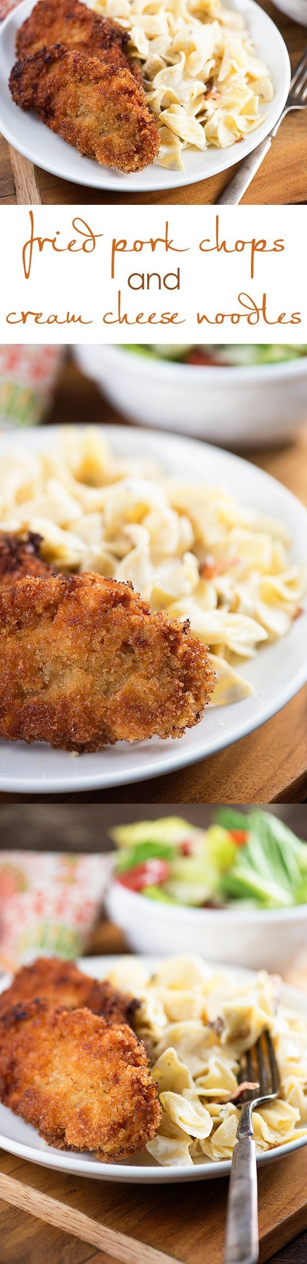 Pork Milanese with Cream Cheese Noodles