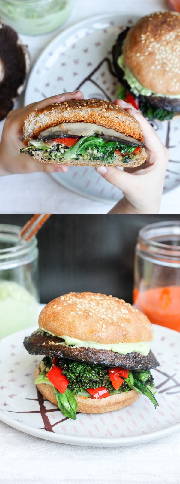 Portobello Mushroom Burger with Vegan Avocado Mayo