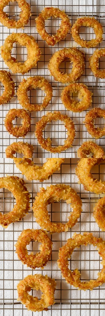 Potato Chip Crusted Baked Onion Rings