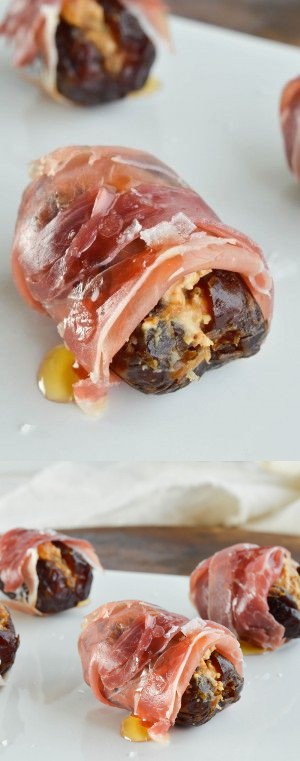 Prosciutto Wrapped Dates Stuffed with Goat Cheese