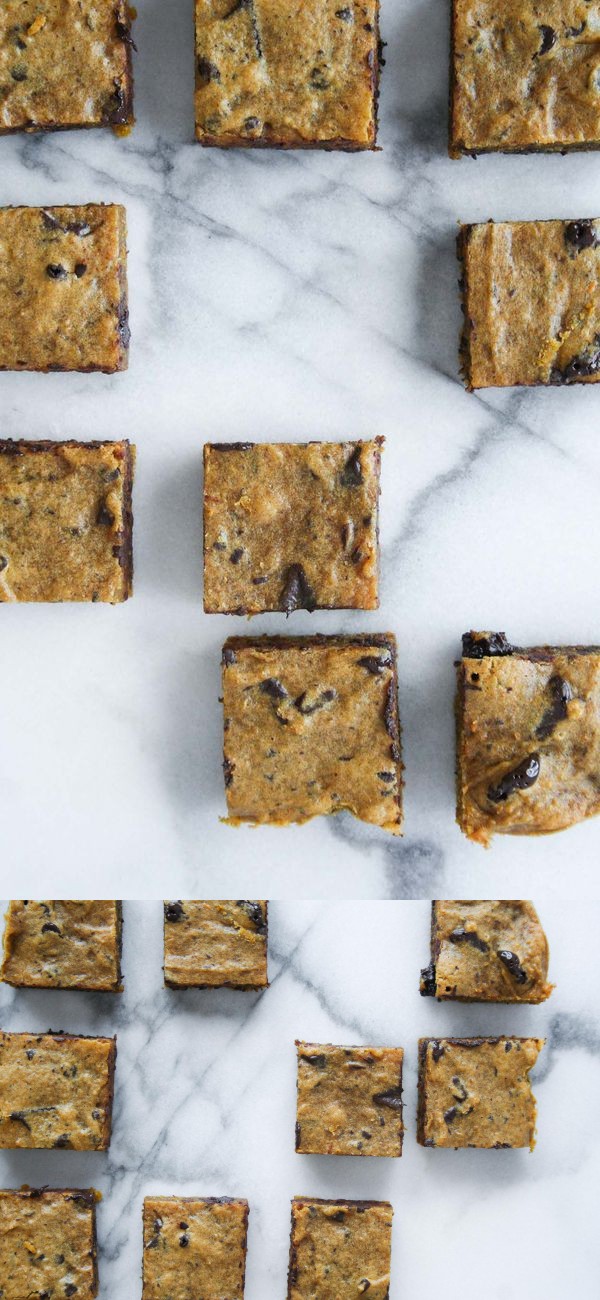 Pumpkin Blondies with Dark Chocolate Chunks