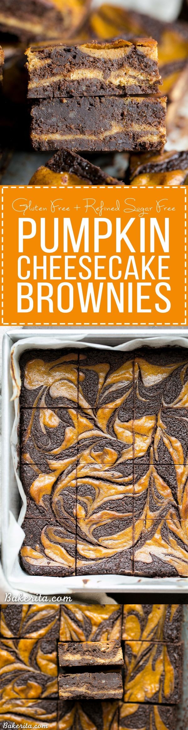 Pumpkin Cheesecake Brownies (Gluten Free + Refined Sugar Free
