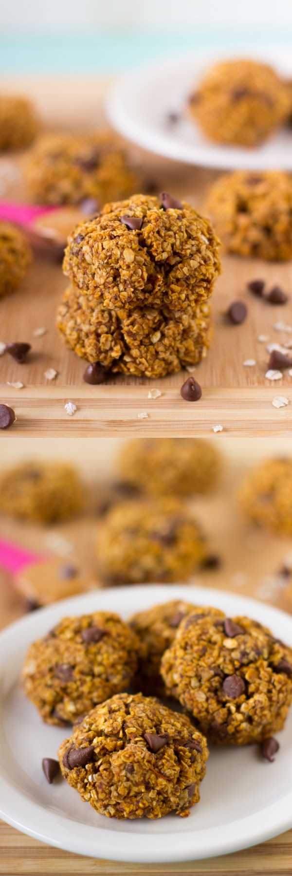 Pumpkin Chocolate Chip Oatmeal Breakfast Cookies