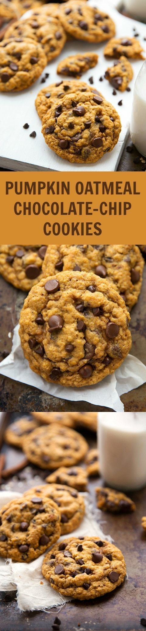 Pumpkin Oatmeal Chocolate-Chip Cookies (Non-Cakey Version