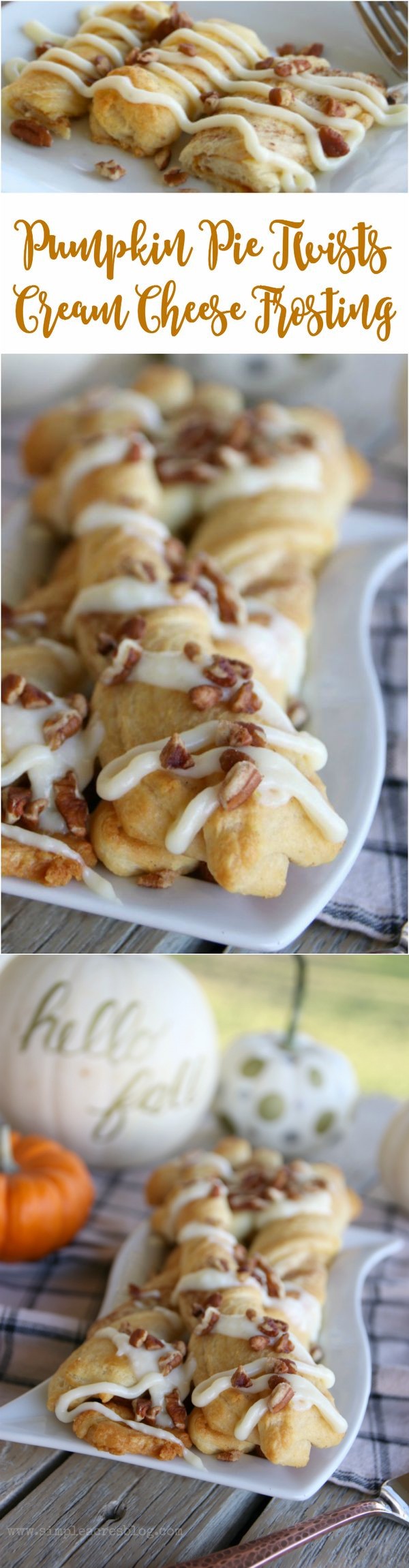 Pumpkin Pecan Twists with Cream Cheese Frosting