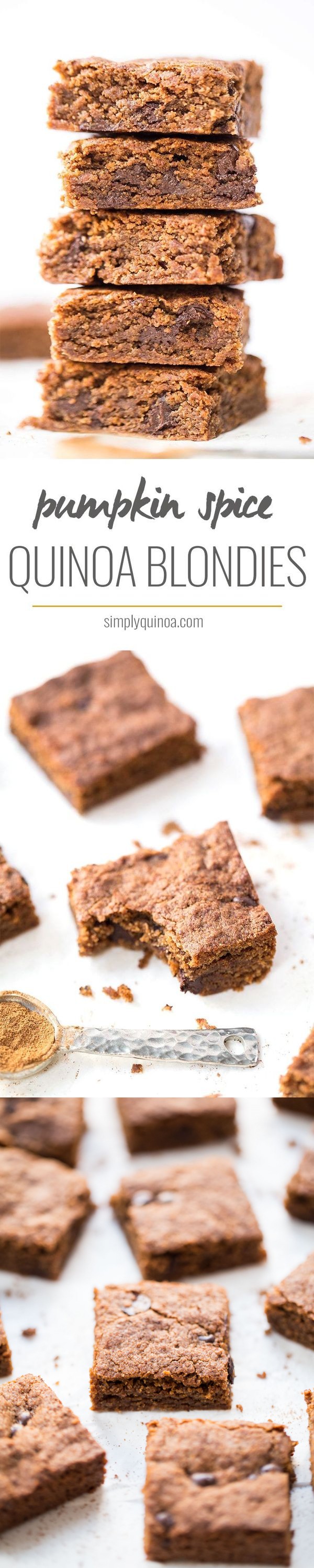 Pumpkin Spice Almond Butter Quinoa Blondies