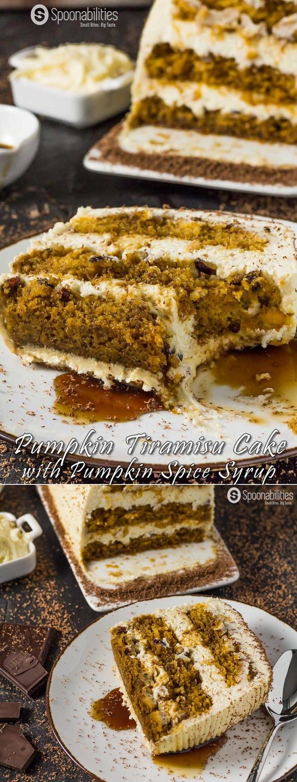 Pumpkin Tiramisu Cake Recipe with Pumpkin Spice Mascarpone Cream