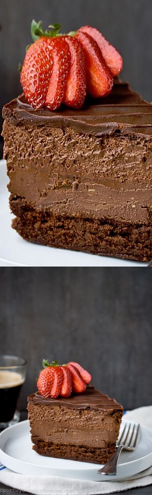 Quadruple Chocolate Cheesecake Mousse Cake