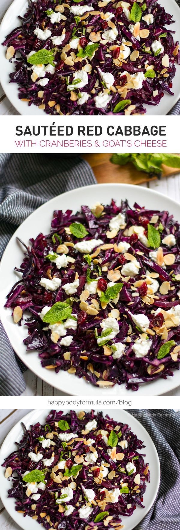 Quick Red Cabbage With Cranberries, Almonds & Goat's Cheese