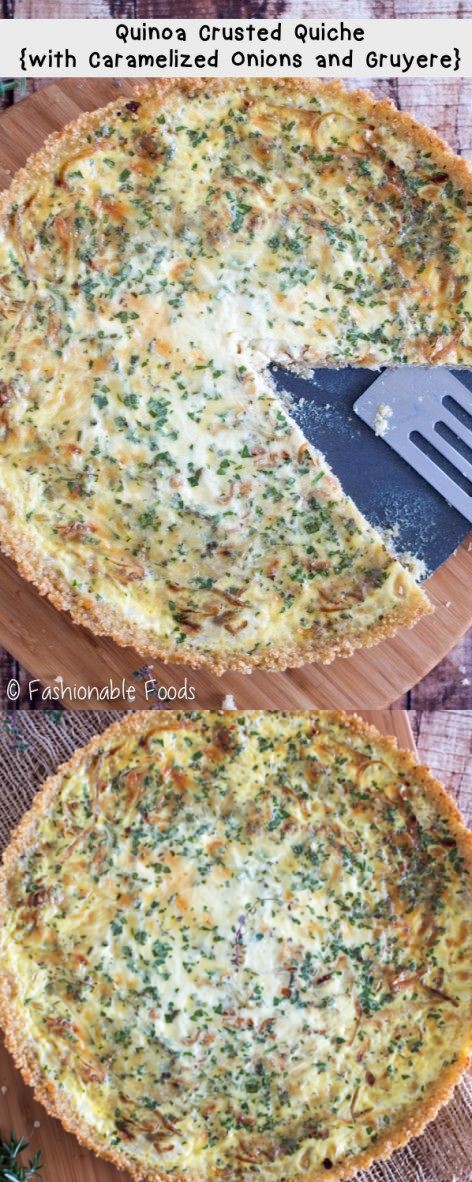 Quinoa Crusted Quiche (with Caramelized Onions and Gruyere