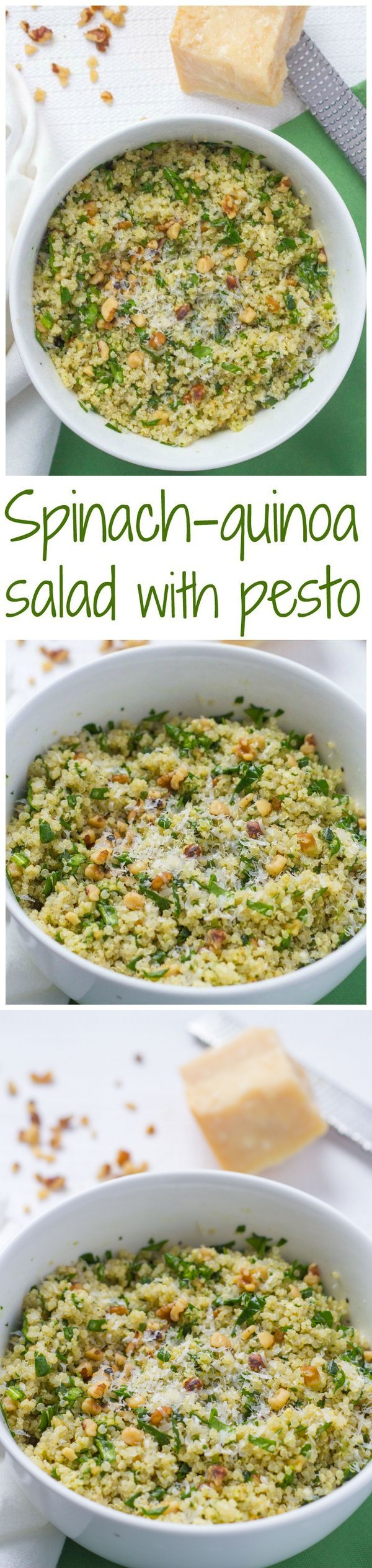 Quinoa spinach salad with pesto