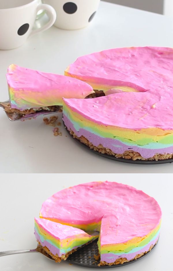 Rainbow No-Bake Cheesecake