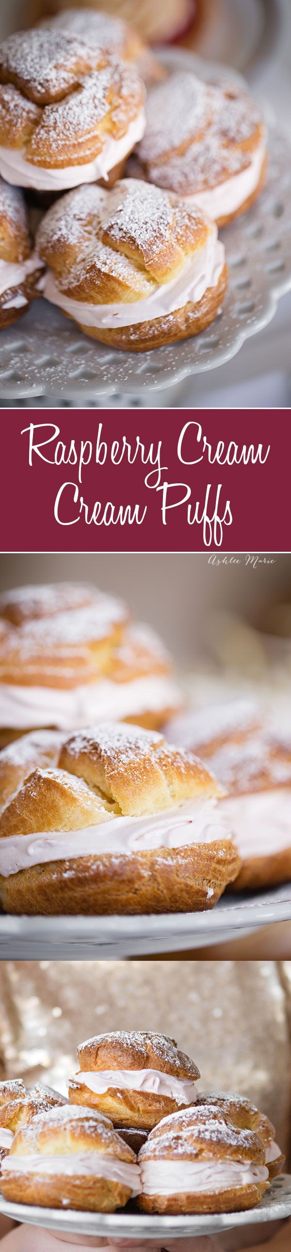 Rasberry Cream filled Cream Puffs