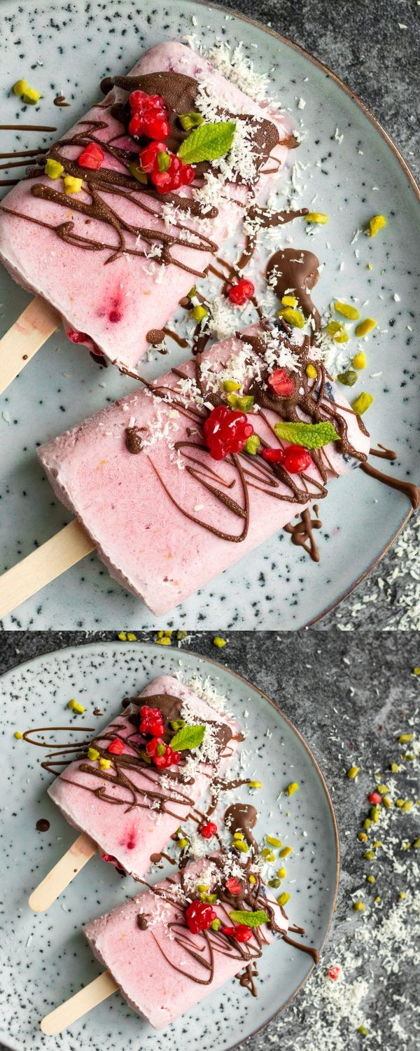 Raspberry Coconut Smoothie Popsicles