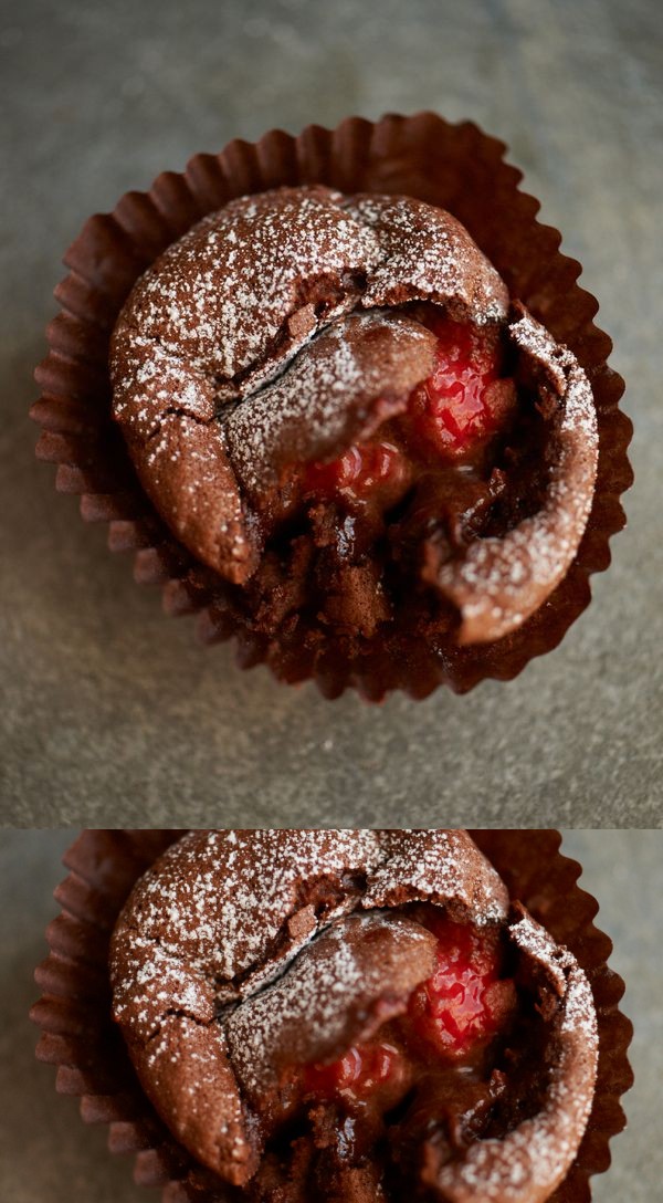 Raspberry-Filled Molten Chocolate Cupcakes