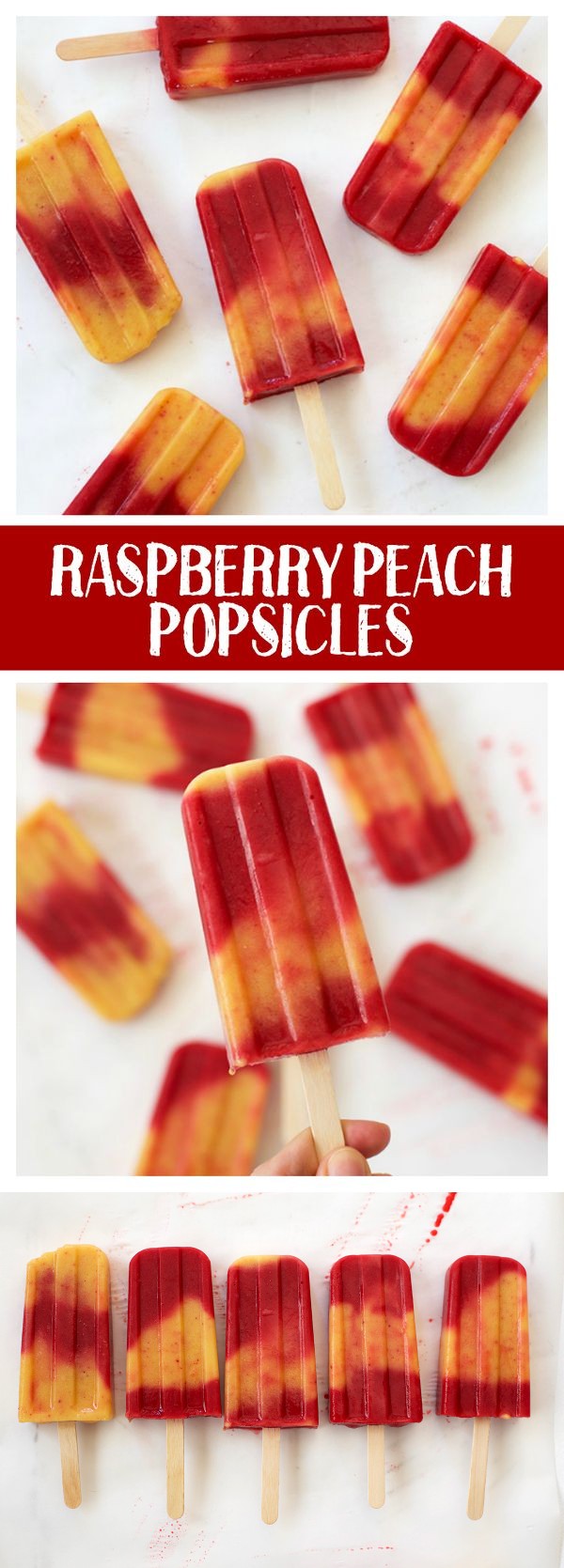 Raspberry Peach Swirl Popsicles