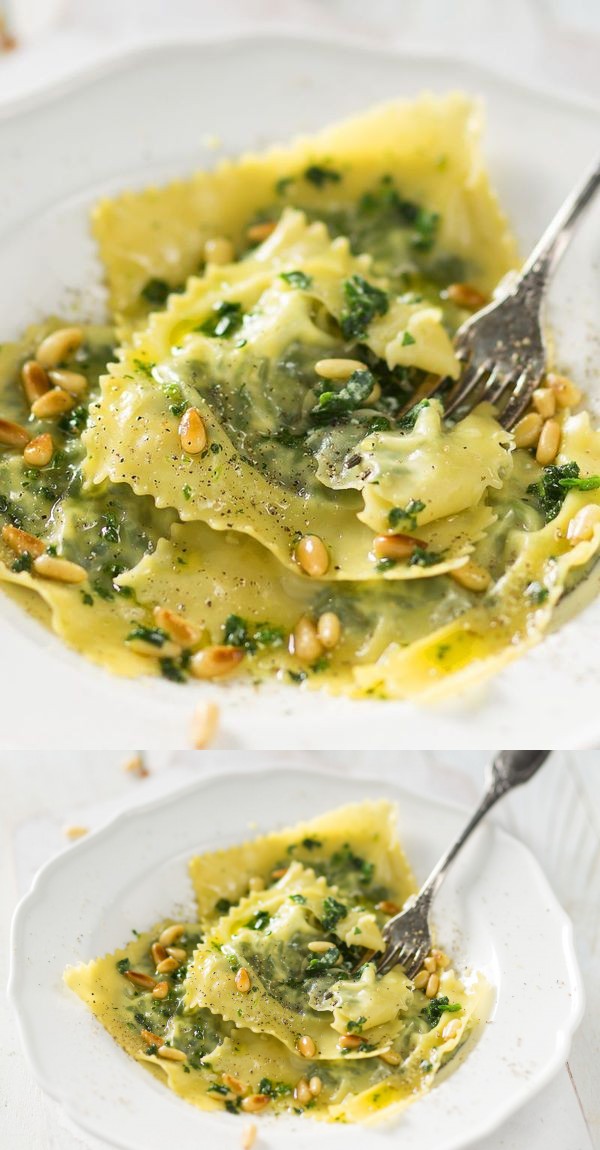 Ravioli met ricotta en spinazie