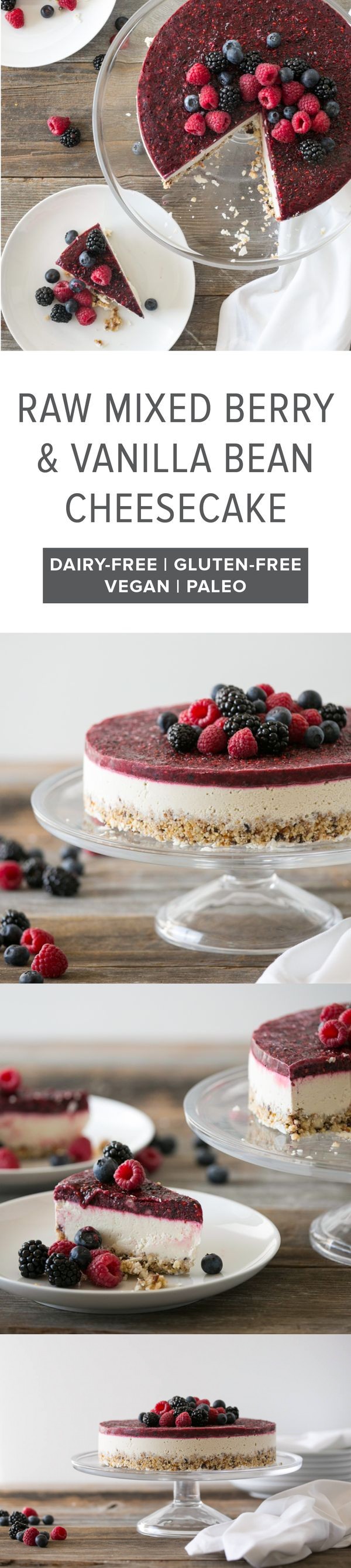 Raw Mixed Berry and Vanilla Bean Cheesecake