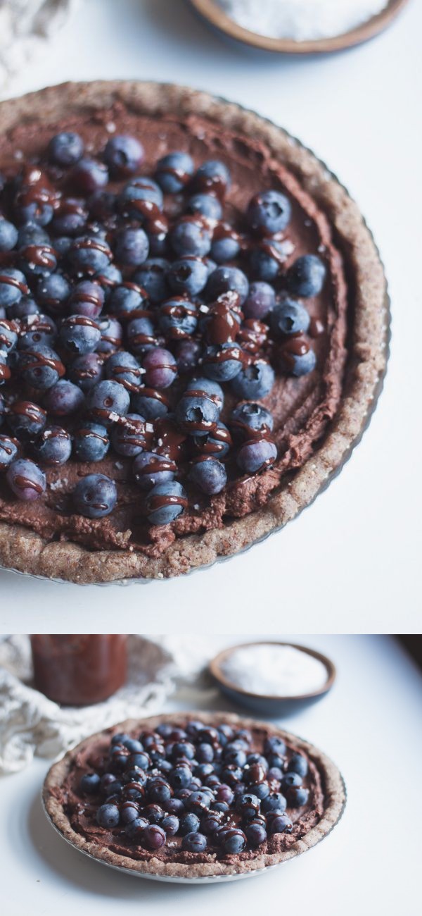 Raw Salted Blueberry Chocolate Tart