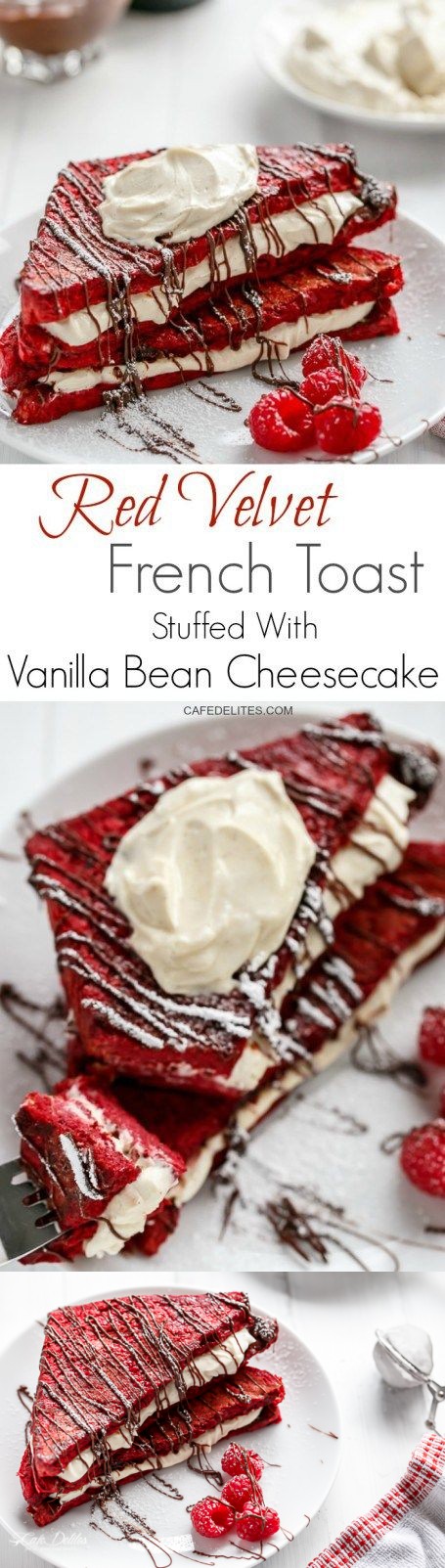 Red Velvet French Toast with Vanilla Bean Cheesecake Filling