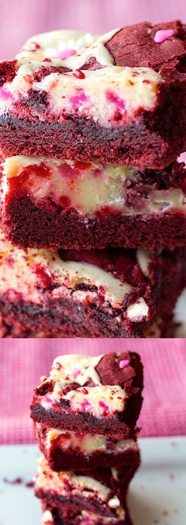 Red Velvet Gooey Cheesecake Bars