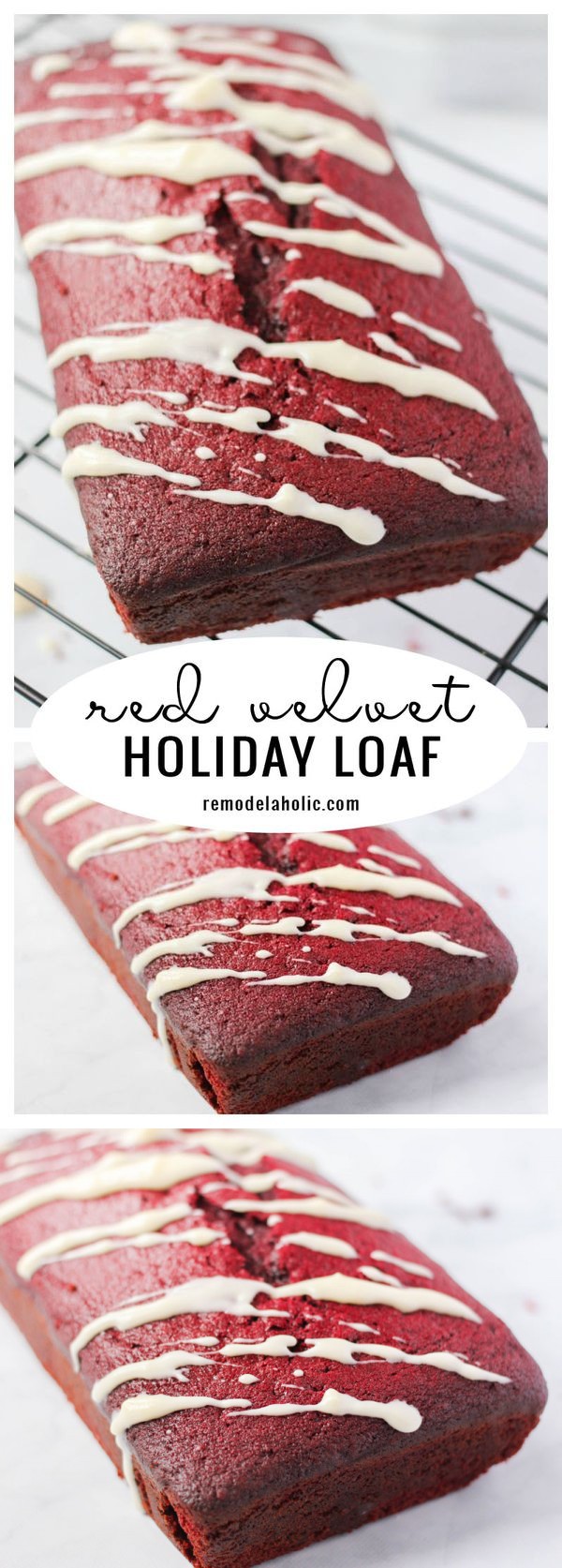 Red Velvet Holiday Loaf with Cream Cheese Drizzle