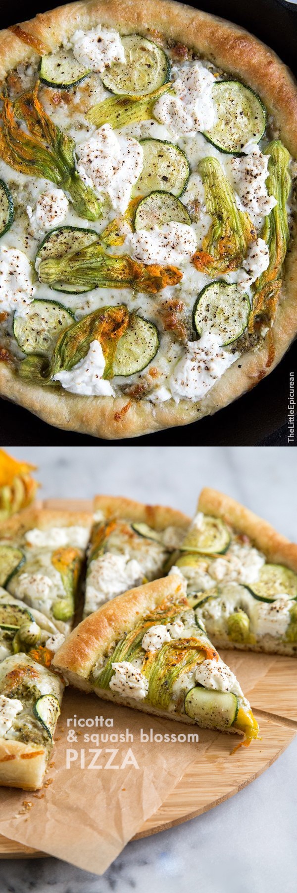 Ricotta and Squash Blossom Pizza