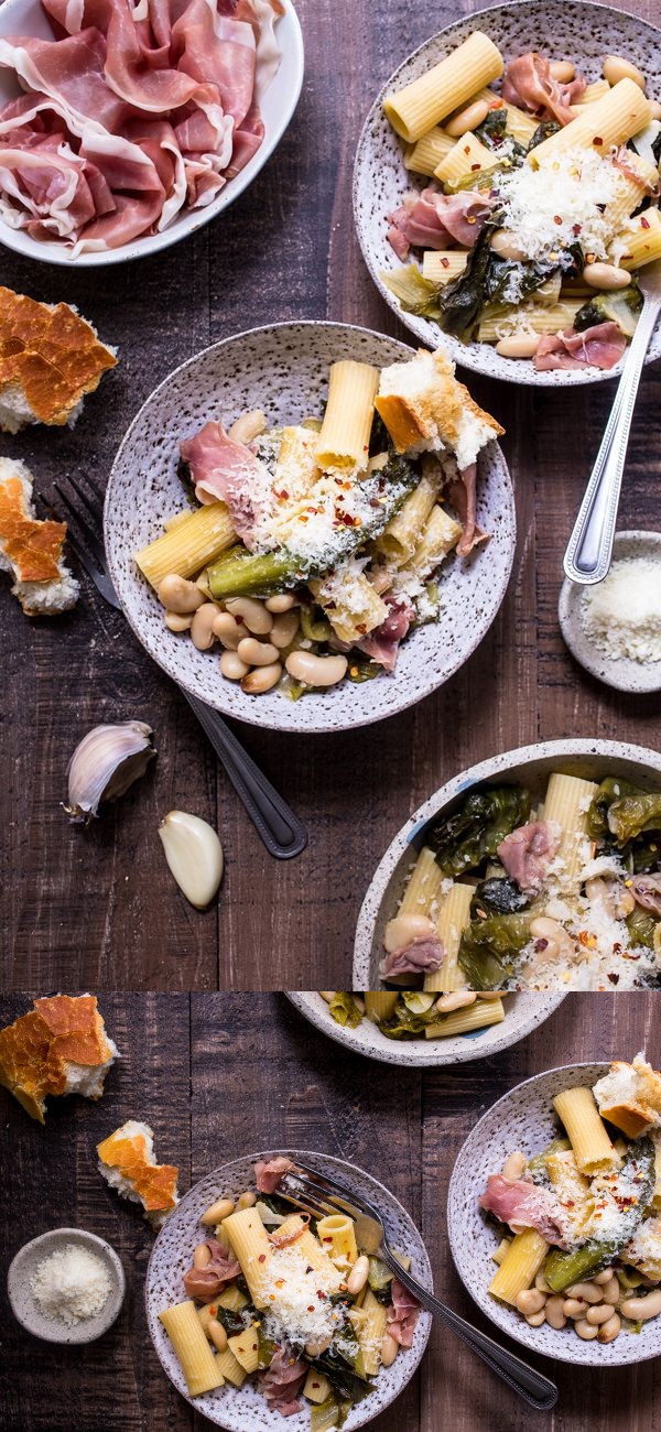 Rigatoni with Escarole, White Beans and Prosciutto