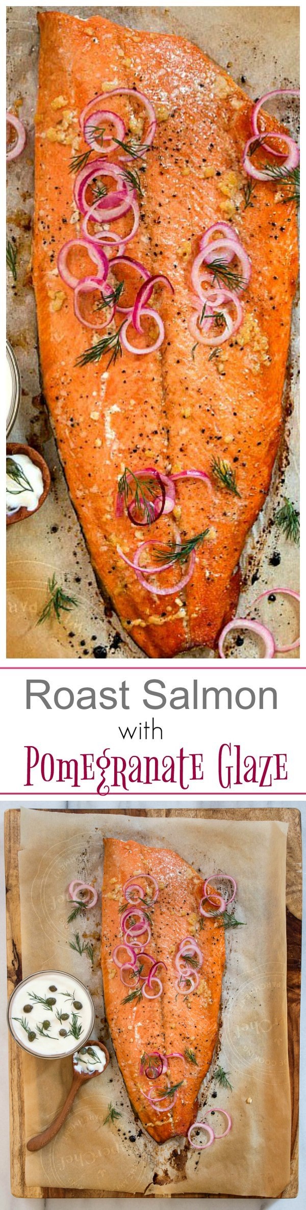 Roast Salmon with Pomegranate Glaze