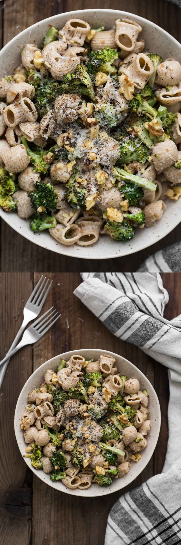 Roasted Broccoli Pasta with Goat Cheese Sauce