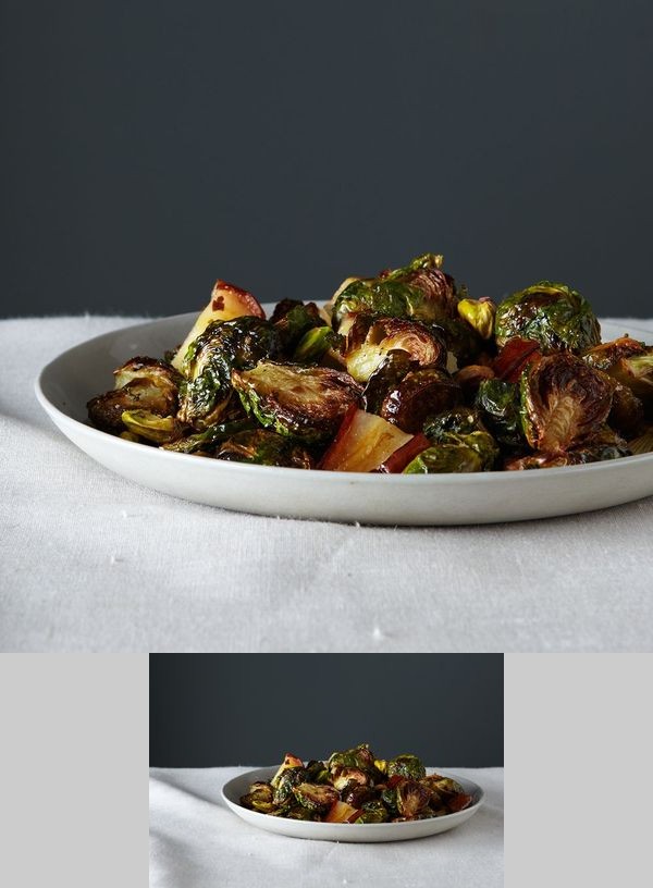 Roasted Brussels Sprouts with Pears and Pistachios